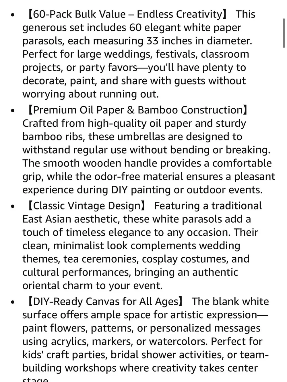 White Paper Parasol - Decorative Wedding Sun Parasol